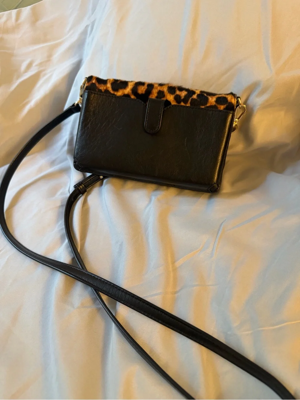 Michael Kors Leopard-Print and Black Leather Crossbody